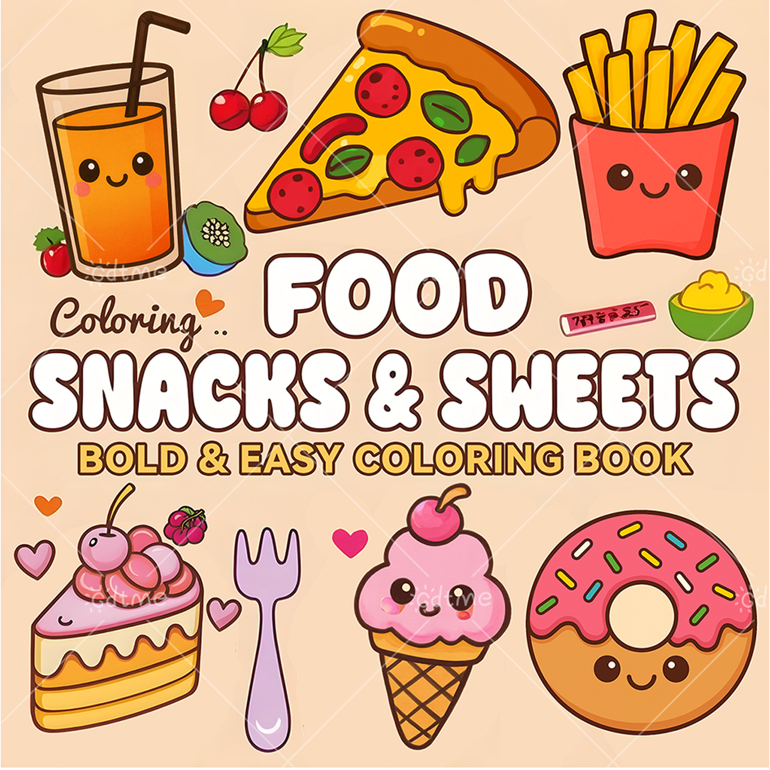 FOOD SNACKS & SWEETS Themed Co - Food Snacks Coloring Book avaliação e preço