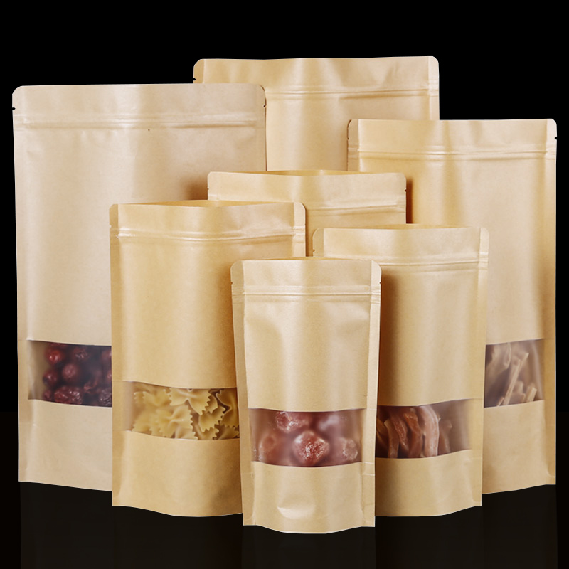 100PCS Brown Doypack Kraft Pac - Food Snacks Packets avaliação e preço