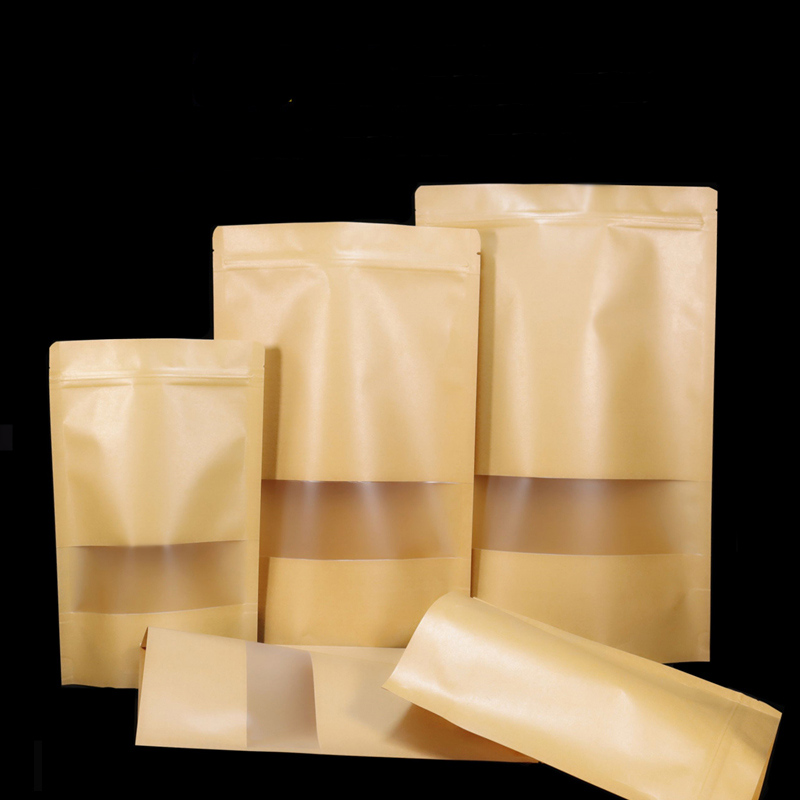 100PCS Brown Doypack Kraft Pac - Food Snacks Packets avaliação e preço