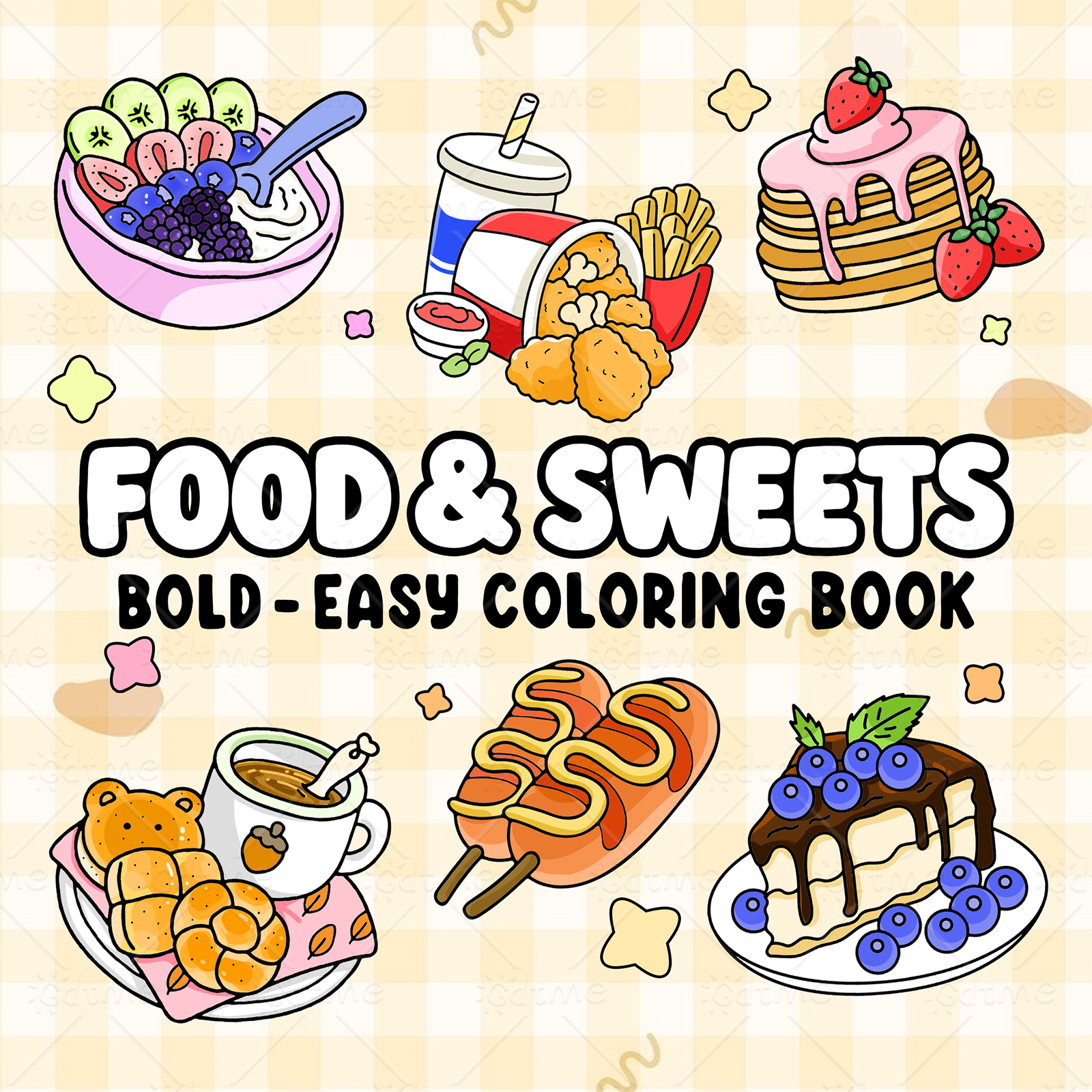 FOOD SWEETS Bold-easy Patterns - Food Snacks Coloring Book avaliação e preço