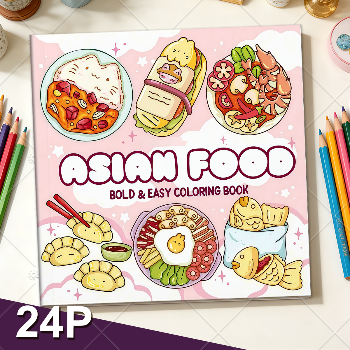 ASIAN Food Bold-easy Patterns  - Food Snacks Coloring Book avaliação e preço
