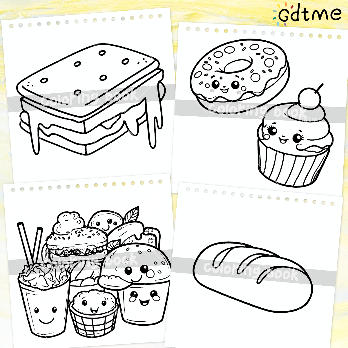 FOOD SNACKS & SWEETS Themed Co - Food Snacks Coloring Book avaliação e preço