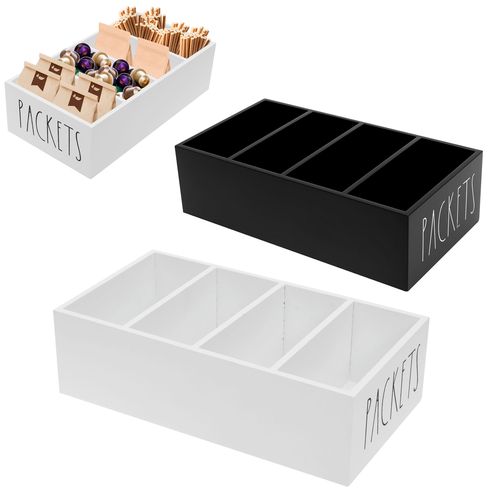 4 Grids Wooden Seasoning Stora - Food Snacks Packets avaliação e preço