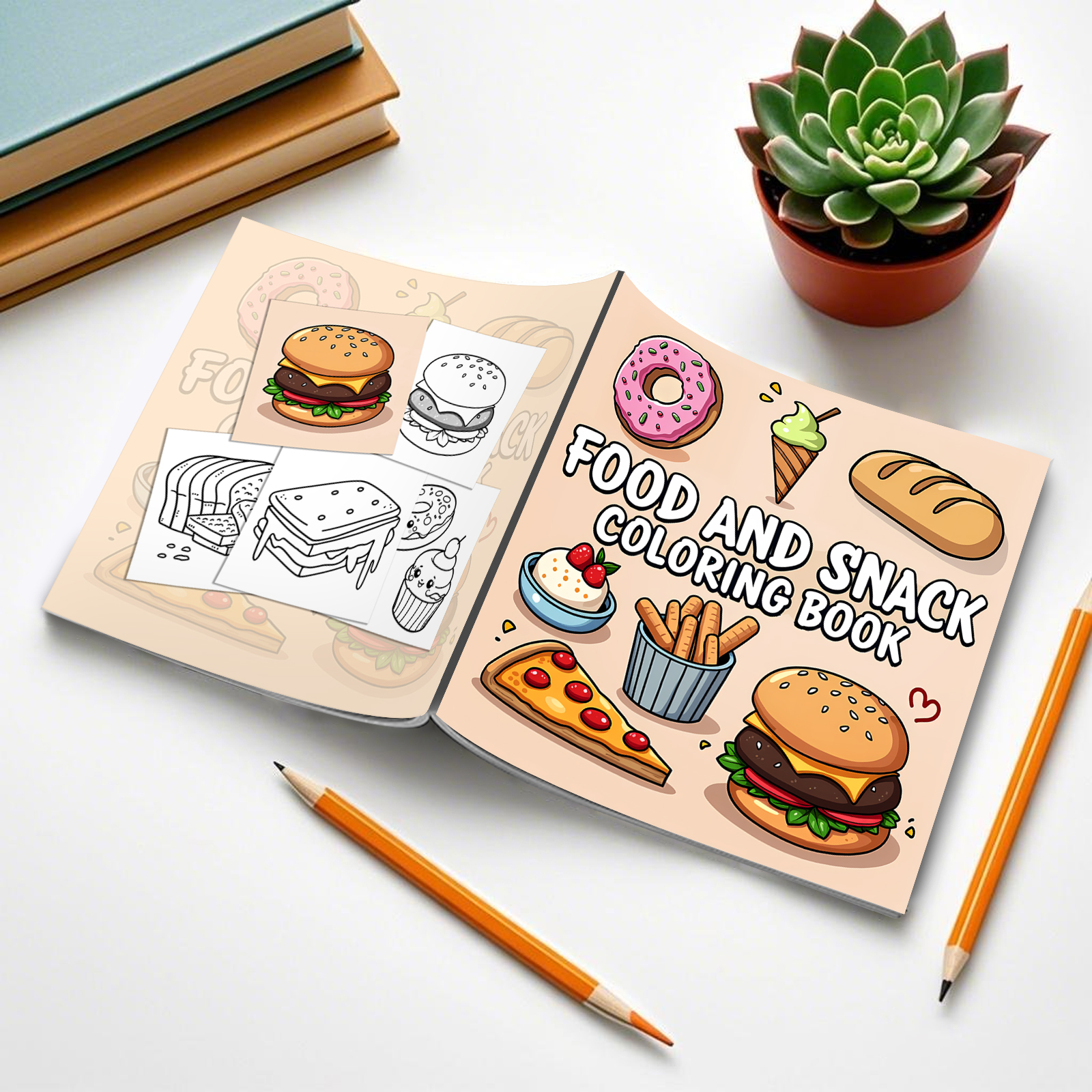 FOOD AND SNACK Coloring Book F - Food Snacks Coloring Book avaliação e preço