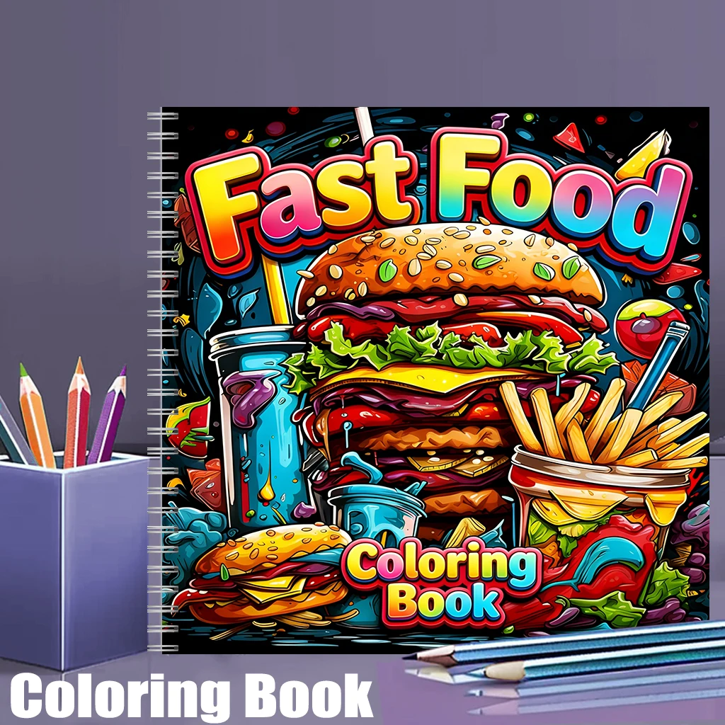 Fast Food Coloring Book for Ad - Food Snacks Coloring Book avaliação e preço