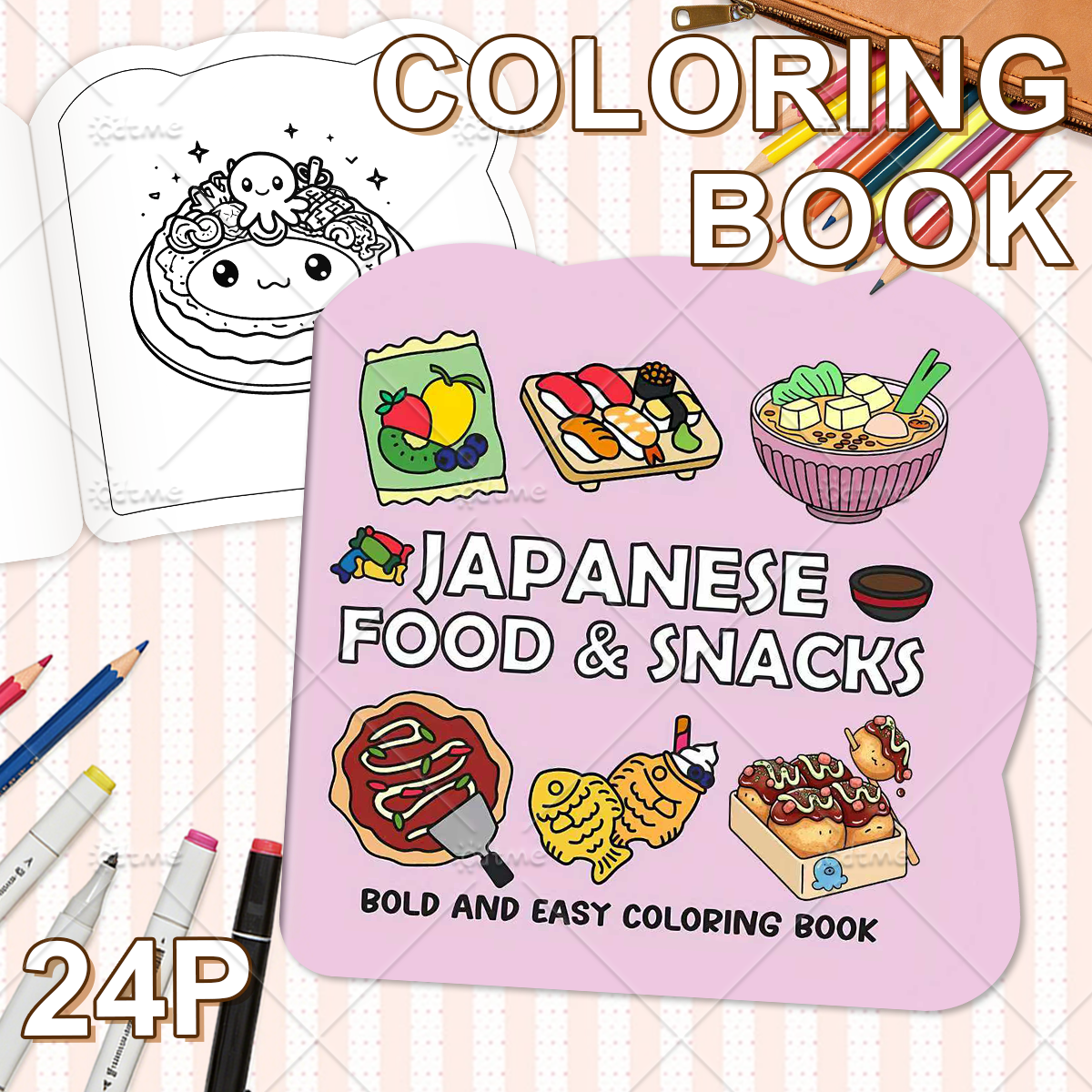 JAPANESE FOOD & SNACKS Irregul - Food Snacks Coloring Book avaliação e preço