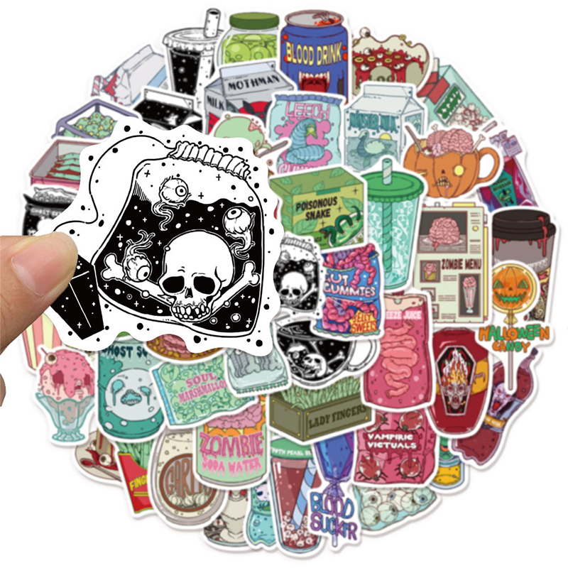 50PCS Zombie Food Stickers Cut - Zombie Snacks avaliação e preço